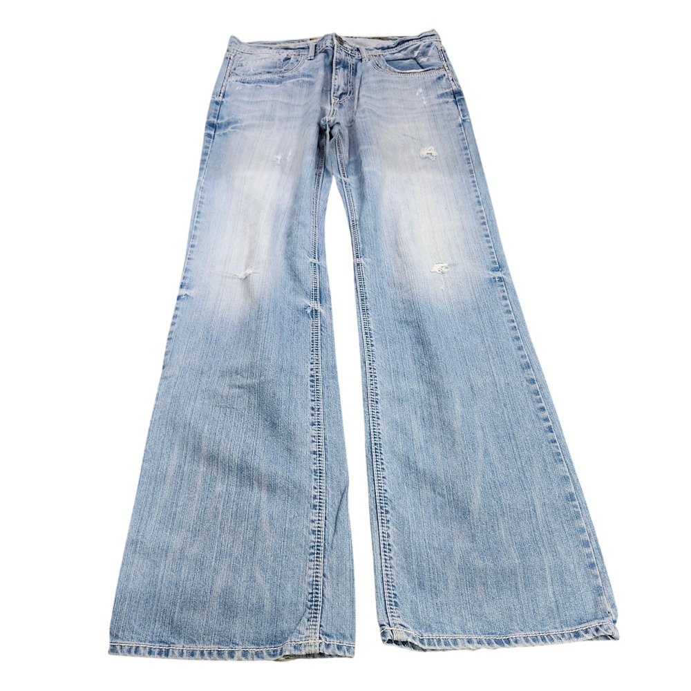 BKE JEANS MENS 36XL TYLER LIGHT WASH DISTRESSED WIDE LEG RELAXED DENIM